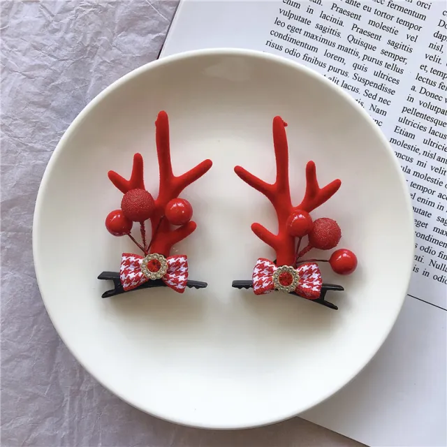 Christmas Hair Accessories Antler Hairpin Girl Top Clip Headdress 18Color - Shop at LoveMi