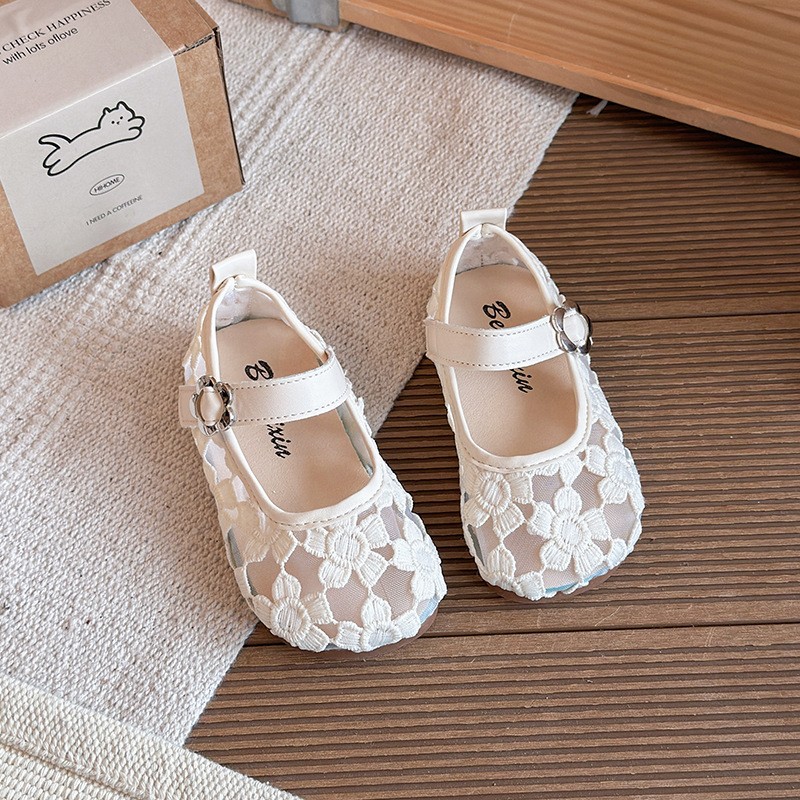 2026 Spring Summer New Girls Mesh Sandals, Kids Breathable Princess Shoes, Casual Loafers Leather Flat Shoes For Little Girls