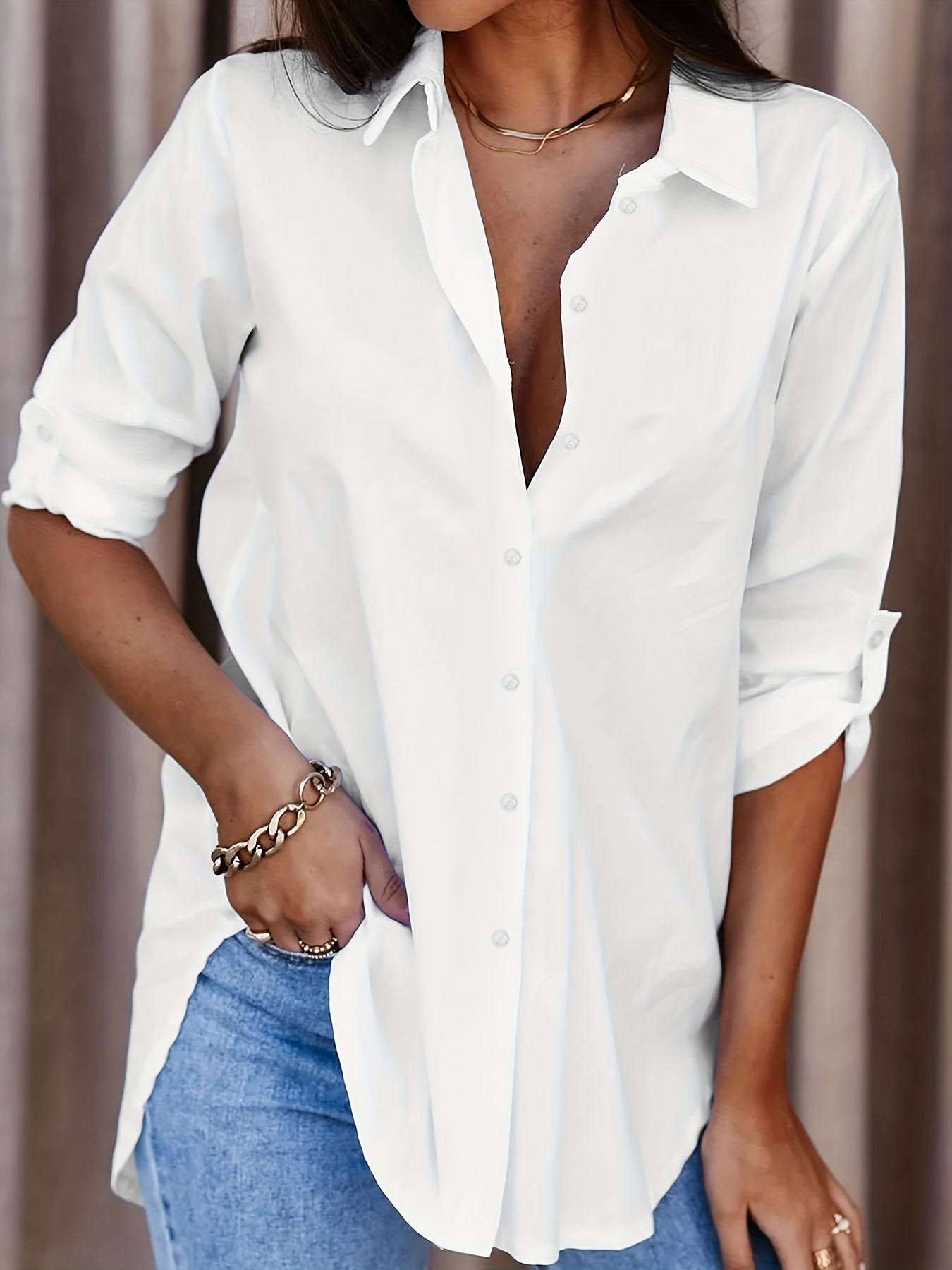 Simple Casual Long-sleeved Shirt, Versatile In All Seasons.