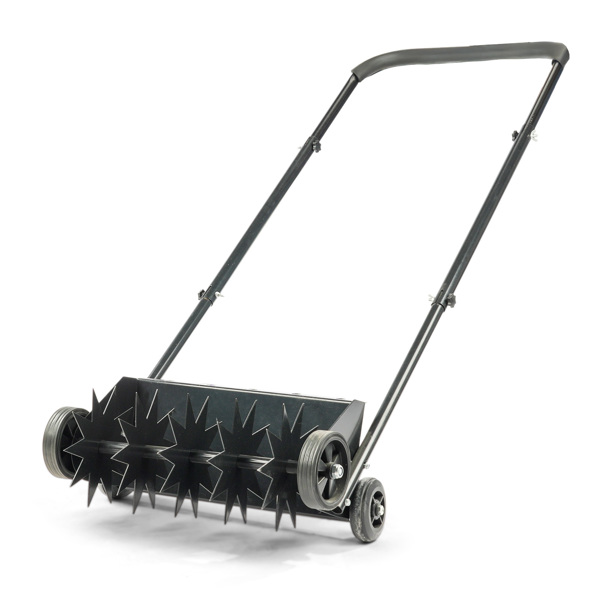 19in Push Spike Aerator, Heavy Duty Rolling Lawn Aerator, Rotary Spike Lawn Aerator, Manual Aeration Equipment With U-shaped Handle, For Lawn Garden Yard Grass Aeration