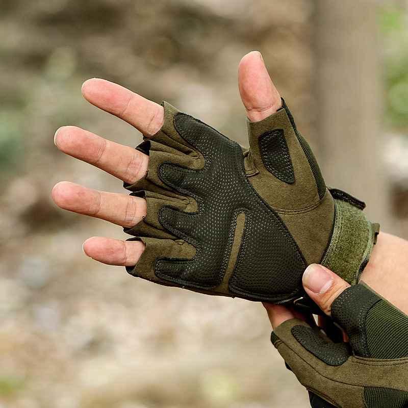 Half-finger Tactical Gloves, Men's Training, Fighting, Cycling, Motorcycle, Outdoor Safety Protection, Shock-absorbing Camouflage Gloves