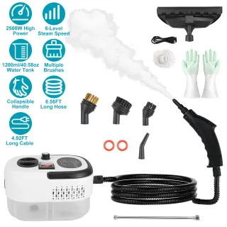 2500W Handheld Steamer Cleaner Multifunctional Little Steamer Powerful High Temp Steam Clean Machine With Gloves For Cleaning Car Detailing Couch Floor Tile Microwave Mattress Bed 