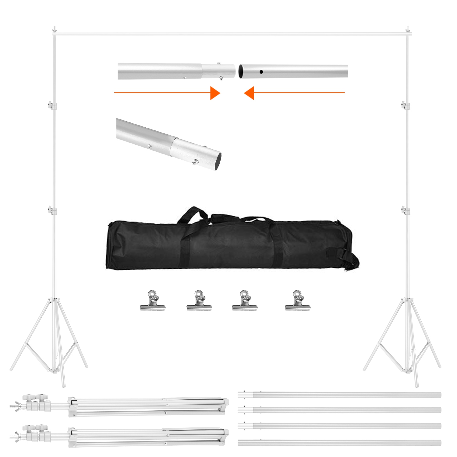 1Pc 6.5 Plus 10ft Photo Video Studio Backdrop Background Stand Adjustable Heavy Duty Photography Backdrop Support Stand Set With Carrying Bag Clamps