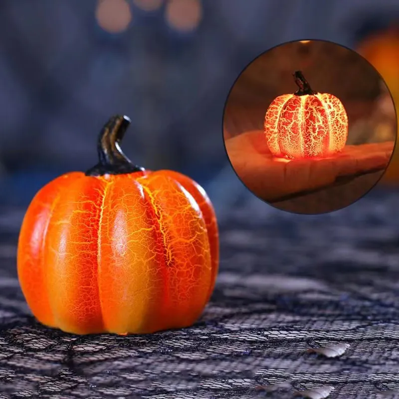 New Halloween Pumpkin Lantern Simulation Pumpkin LED Candle Lamp Resin Luminous Pumpkin – image 8