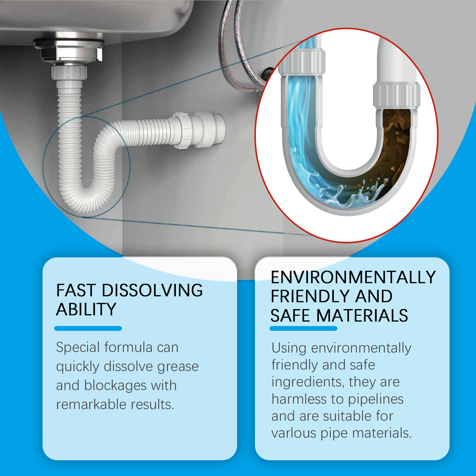 JUEFISH Cross-border Effervescent Drain Cleaning Tablets Dissolve And Unclog Toilets, Floor Drains, And Kitchen Sewers. 4
