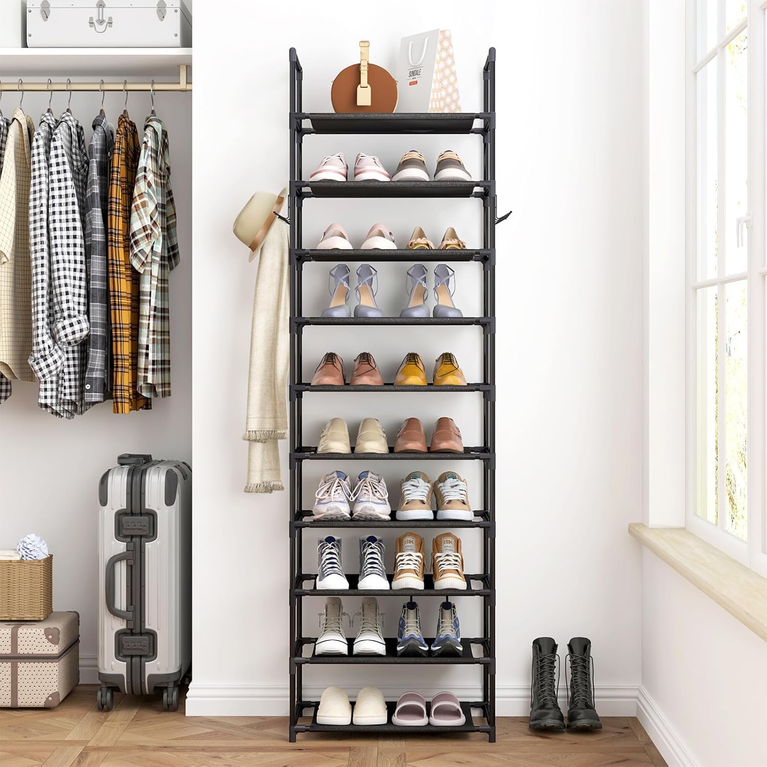 Shoe Rack Tall Metal Shoe Storage Organizer For Bathroom Bedroom Living Room image 5