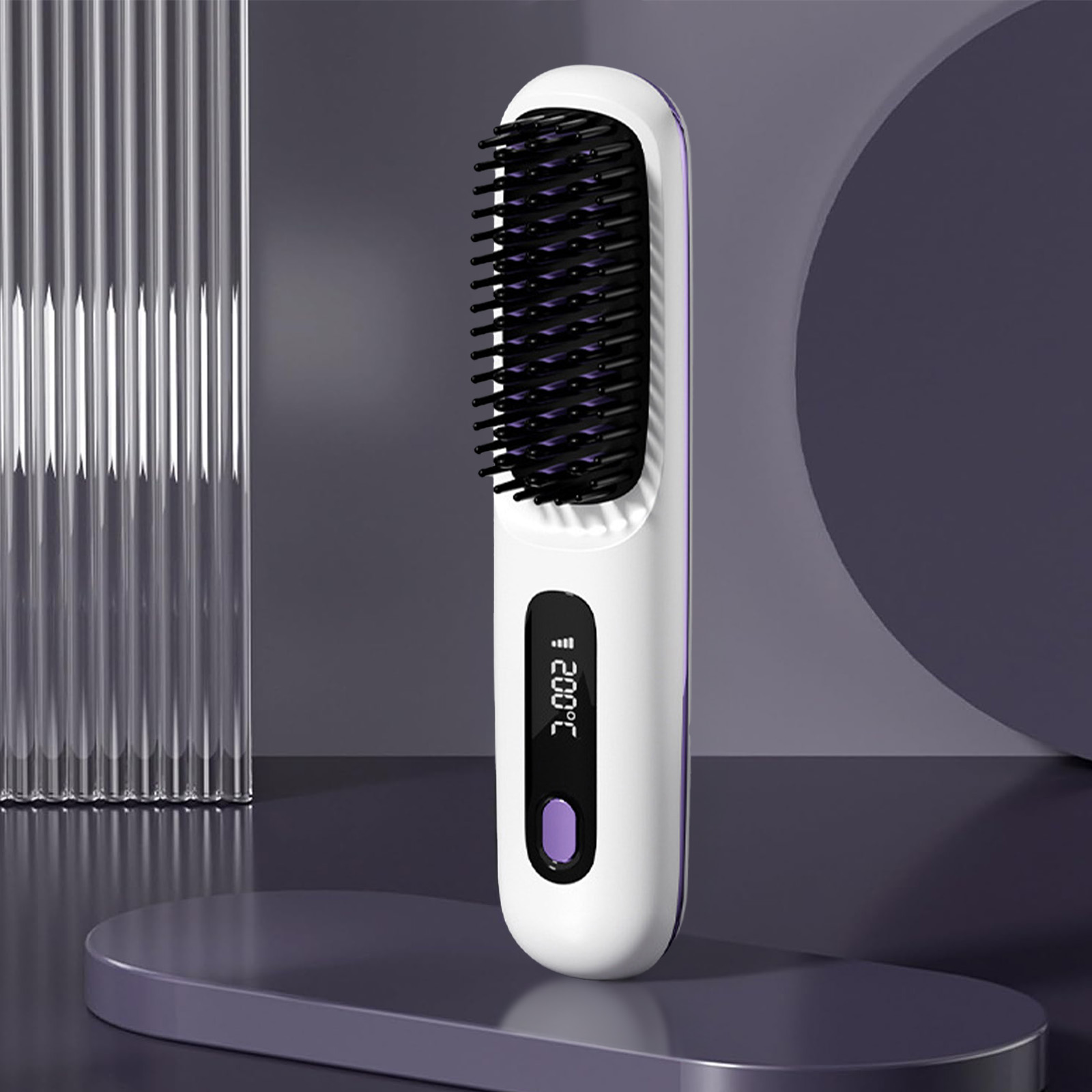 S7 Portable Cordless Hair Straightening Brush With LED Display Lightweight Mini Negative Ion Hot Brush, USB Rechargeable Women's Travel Essential... White - Shop at LoveMi