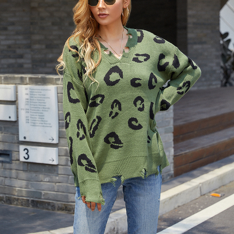 Title 11, Maglione leopardato con scollo a V da donna