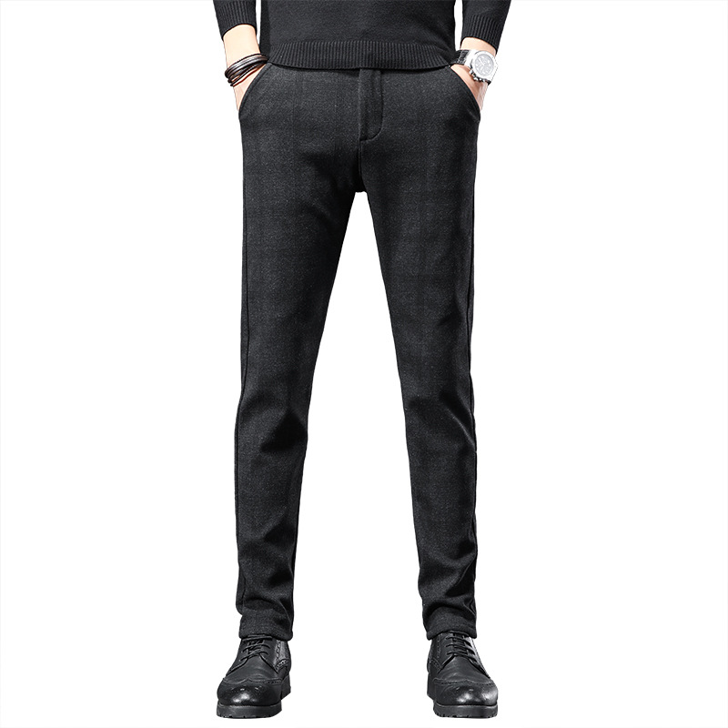 بنطال رجالي كاجوال بقصة مستقيمة ضيقة بنقشة مربعات الخريف مع أرجل ضيقة