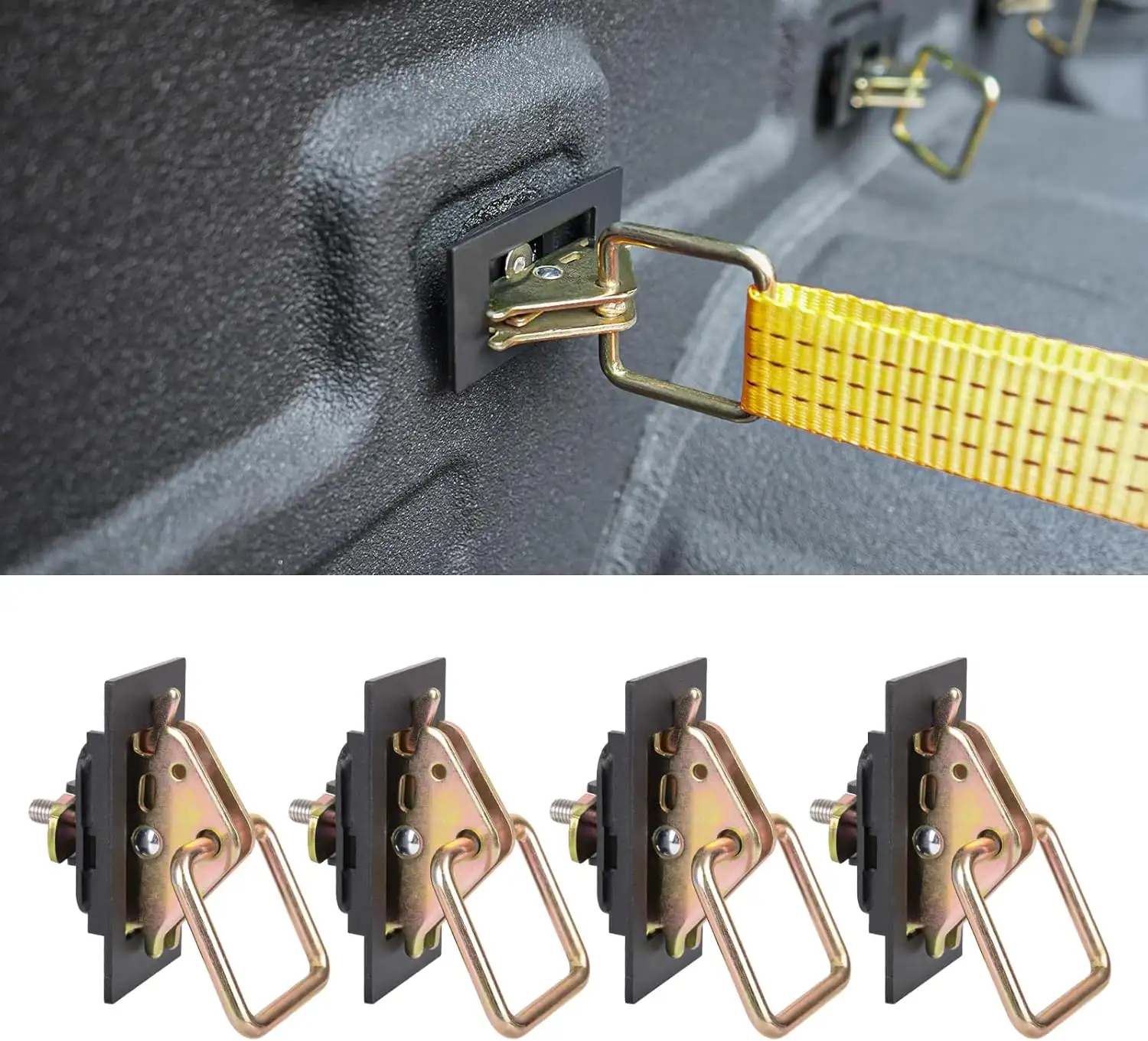 4Pcs Truck Bed Tie Down Anchors Boxlink Cleats Tie Down Bracket Plates For 07-22 Chevy Silverado,GMC Sierra,15-22 Chevy Colorado,GMC Canyon