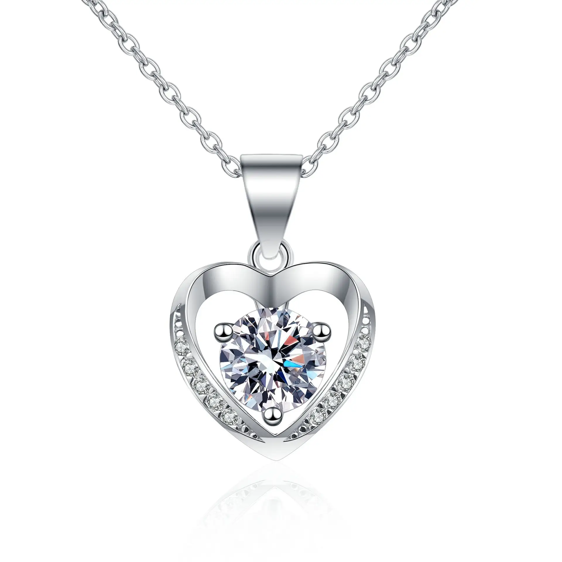 Silver Heart True Love Comes Necklace Fashion