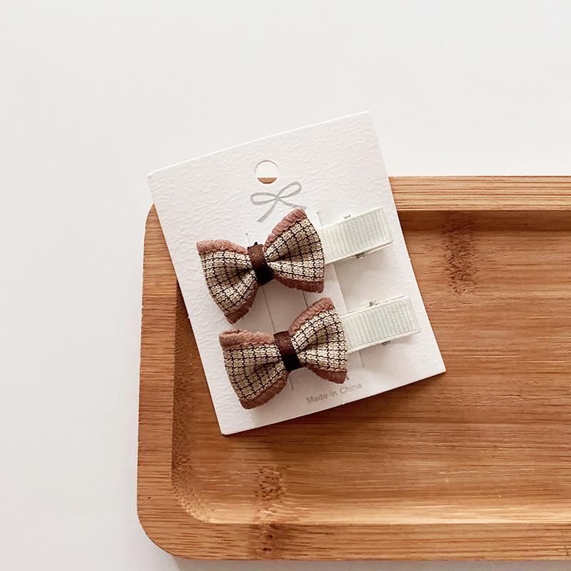 Princess Style Cute Girls Bow Hairpin Set Small Dark Coffee - Shop at LoveMi