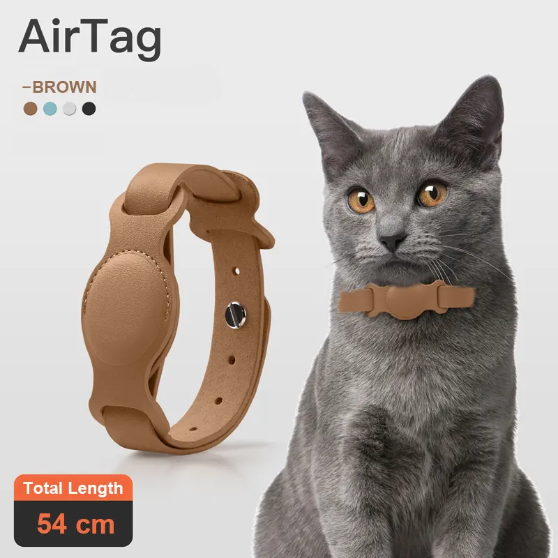 Anti-lost Device Cat and Dog Pet Collar Chain Leather