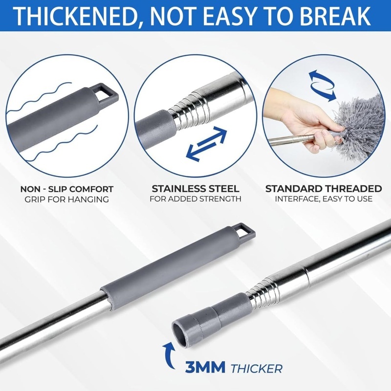 Feather Duster 8 Pack Extendable Bendable Washable Cobweb Brush With Pole