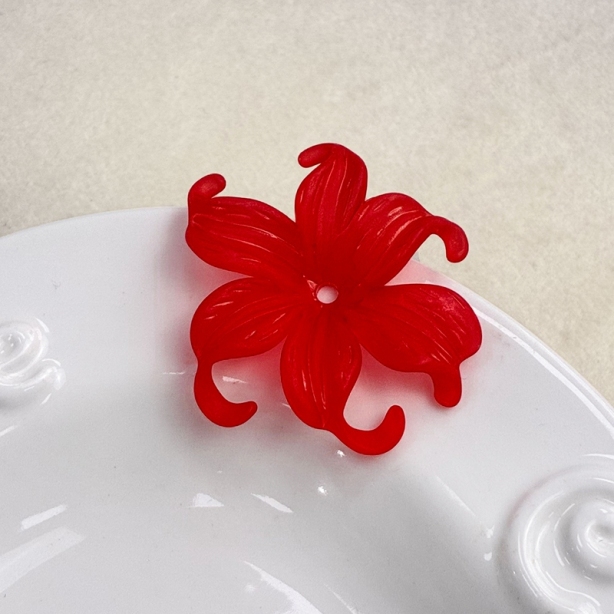 Matte Acrylic Curled Petal Iris Charms, Translucent Frosted Center-Drilled Spacers For DIY Vintage Hair Sticks, Earrings & Pendant Crafts.