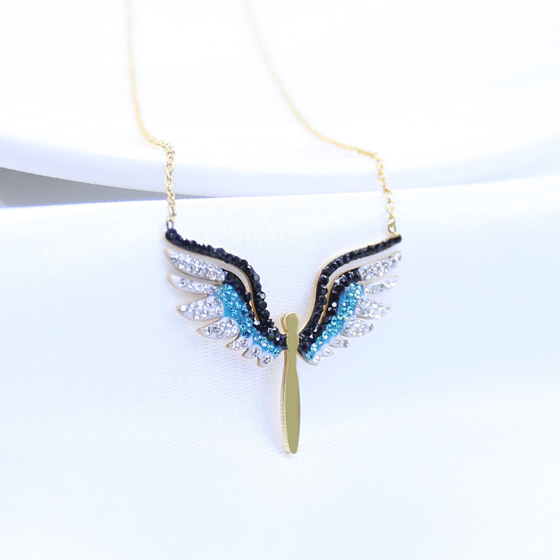 Title 5, Angel Wing Titanium Steel Necklace Female Net R...