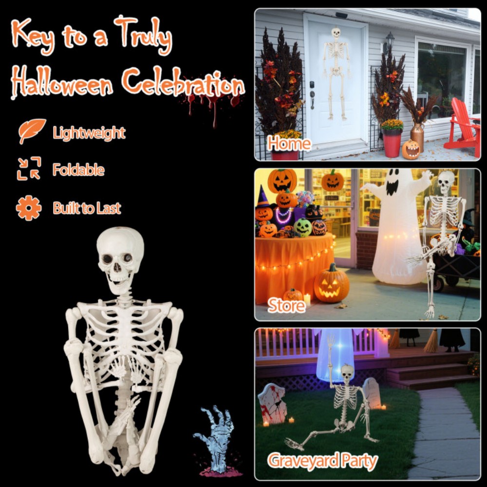 5.4 FT Halloween Skeleton Decoration Life Size Large Skeleton 5