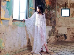Perspective Sun Protection Long Skirt Cardigan Bikini Beach - White - View 1