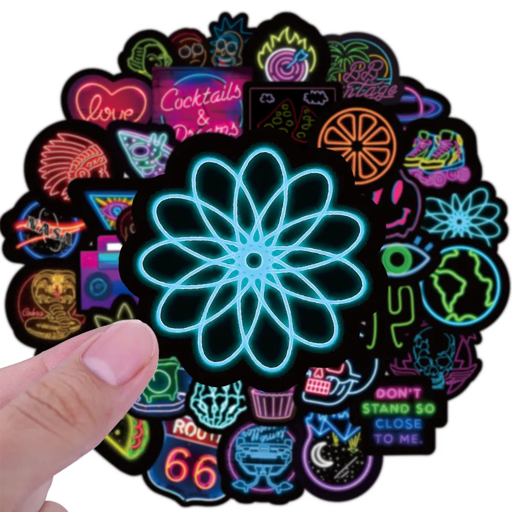 50 Neon Graffiti Stickers Decorative Waterproof Stickers – image 2