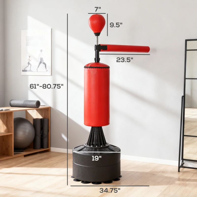 Soozier Boxing Bag, Freestanding Punching Bag With Speed Ball, Rotating Boxing Bar And Gloves, Weighted Base product image