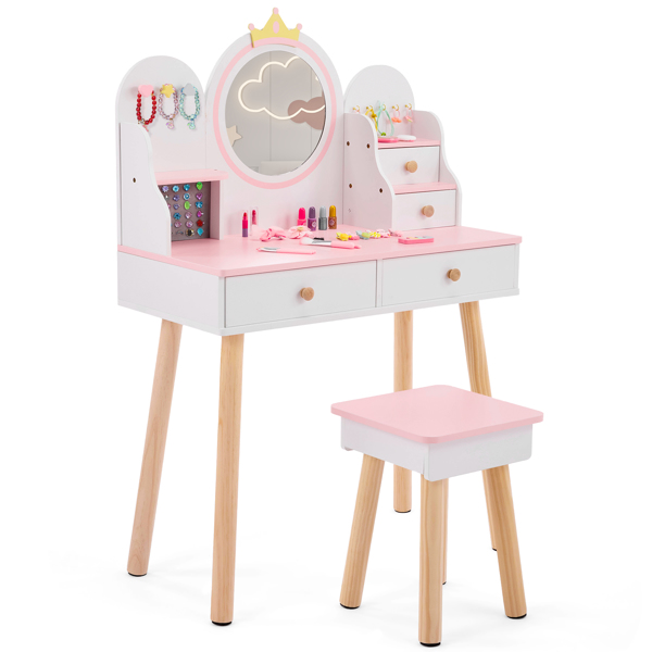 White And Pink Crown Element, MDF - Particleboard - Solid Wood Legs, Painted... 2