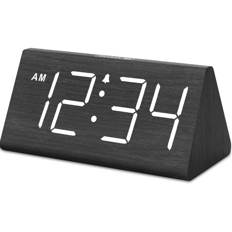 Réveil numérique DreamSky en bois pour salon de chambre à coucher, grands nombres