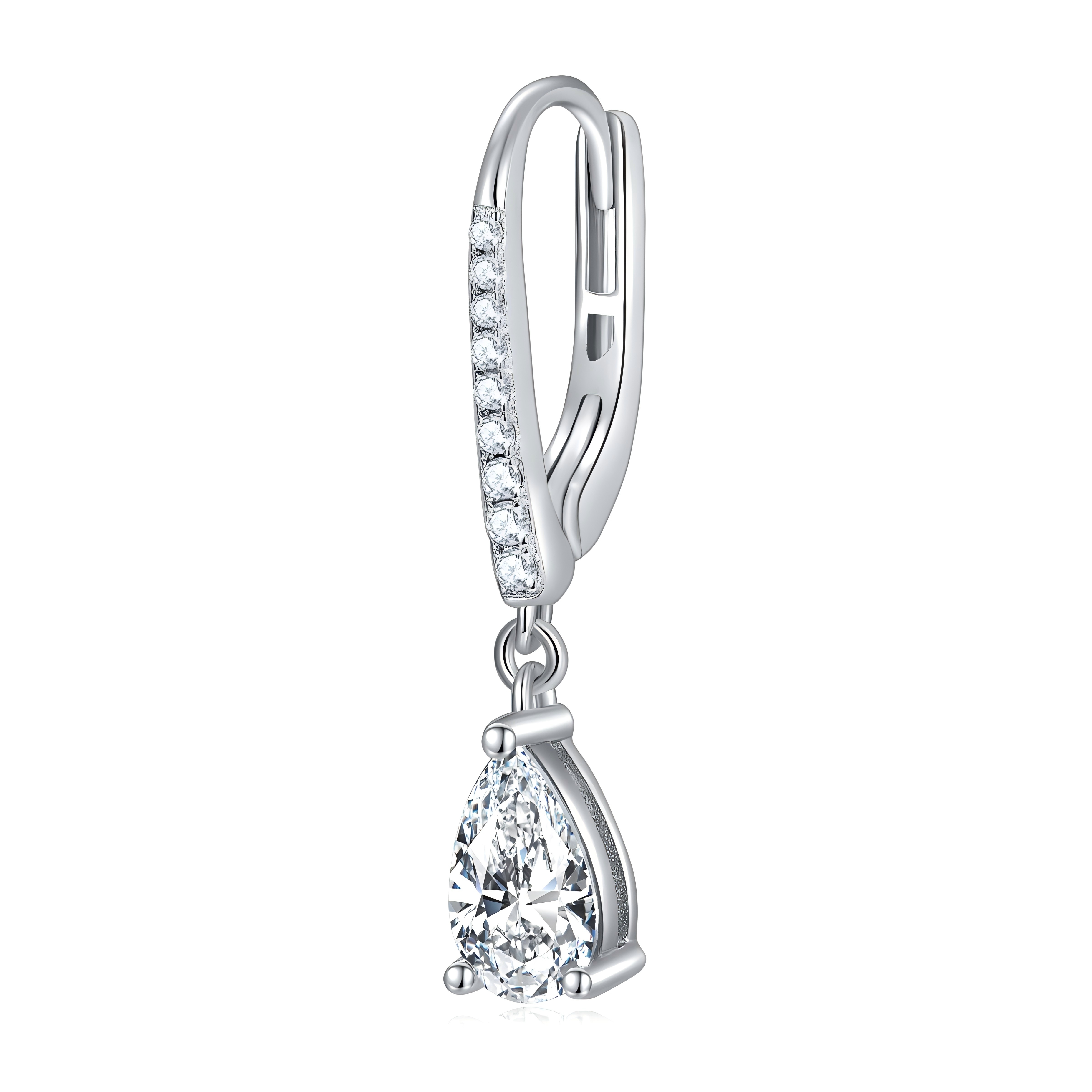 S925 Sterling Silver 5x8mm Pear Cut Moissanite Dangle Earrings  Teardrop Drop With Pave Hoop & GRA Certificate Platinum Plated Jewelry Gift Box Set For Women