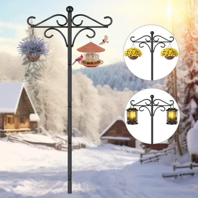 Two Heavy Duty 76 Inch Outdoor Metal Shepherd's Hooks Traditional Double Bird Feeder Pole With Five Finger Adjustable Plant Hooks Suitable For Gard... 1Pack76 Inch Bird Feeder - Shop at LoveMi