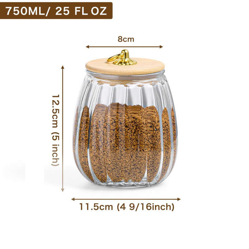 Set Of 3 750ml Airtight Storage Jars With Bamboo Lids