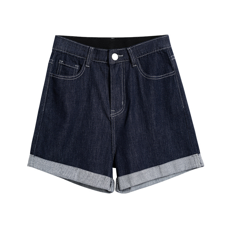 Women's High Waist Loose Rolled Denim Shorts Blue - Shop at LoveMi