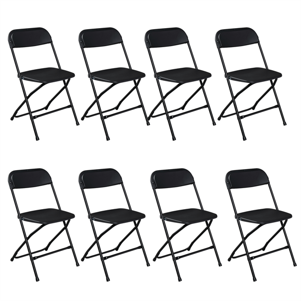 6pcs Injection Molding Classic Garden Plastic Folding Chair Black 17