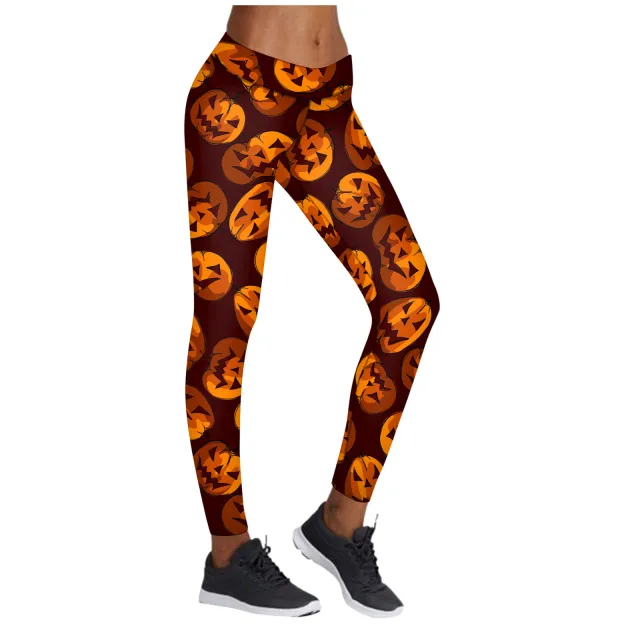Printed Leggings Halloween Sports Yoga Pants High Stretch Pencil Pants 9Style Xl - Shop at LoveMi