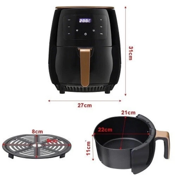 Friteuse à air 6l, grande capacité, écran tactile numérique, multifonction – Image 4