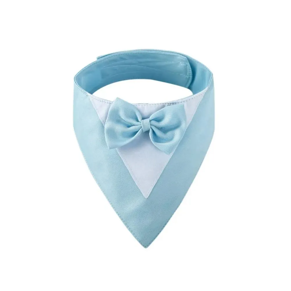 Pet Triangle Bib Bow Saliva Towel Pet Collar Dog Clothing Cat Puppy Scarf Bib Dogs Pets Accessories Dog Collar Harness - Light Blue