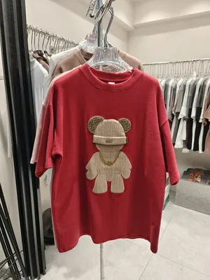 Cartoon Peplum Women's Printed Half Sleeve T Shirt Red - Shop at LoveMi