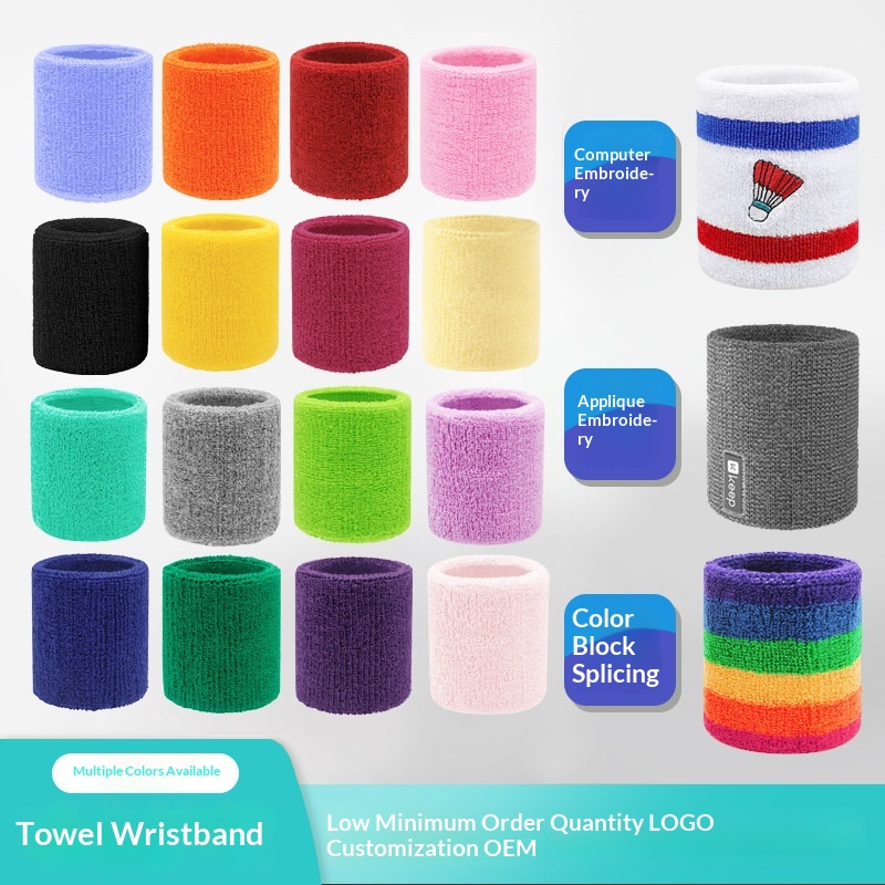 Sports Sweat-wicking Cotton Wristband For Basketball, Badminton,