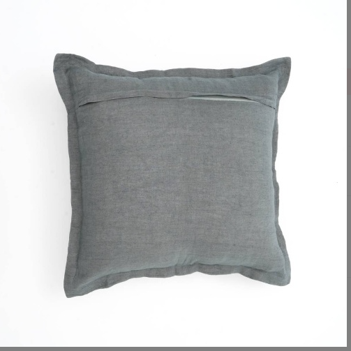 Linen Printed Cushion With Fringes Brown_voghion.com