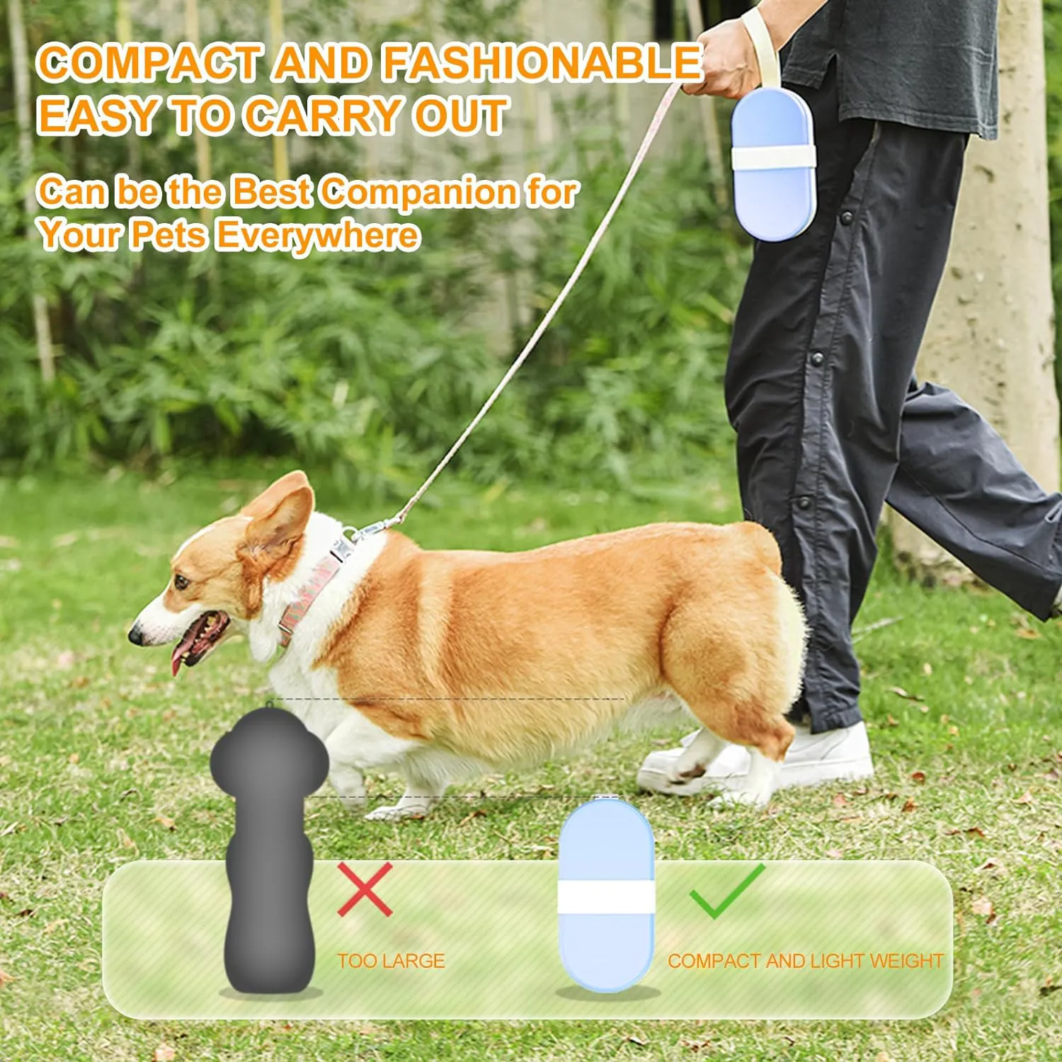 Dog Water Bottle Bowl 2-in-1 Food Container