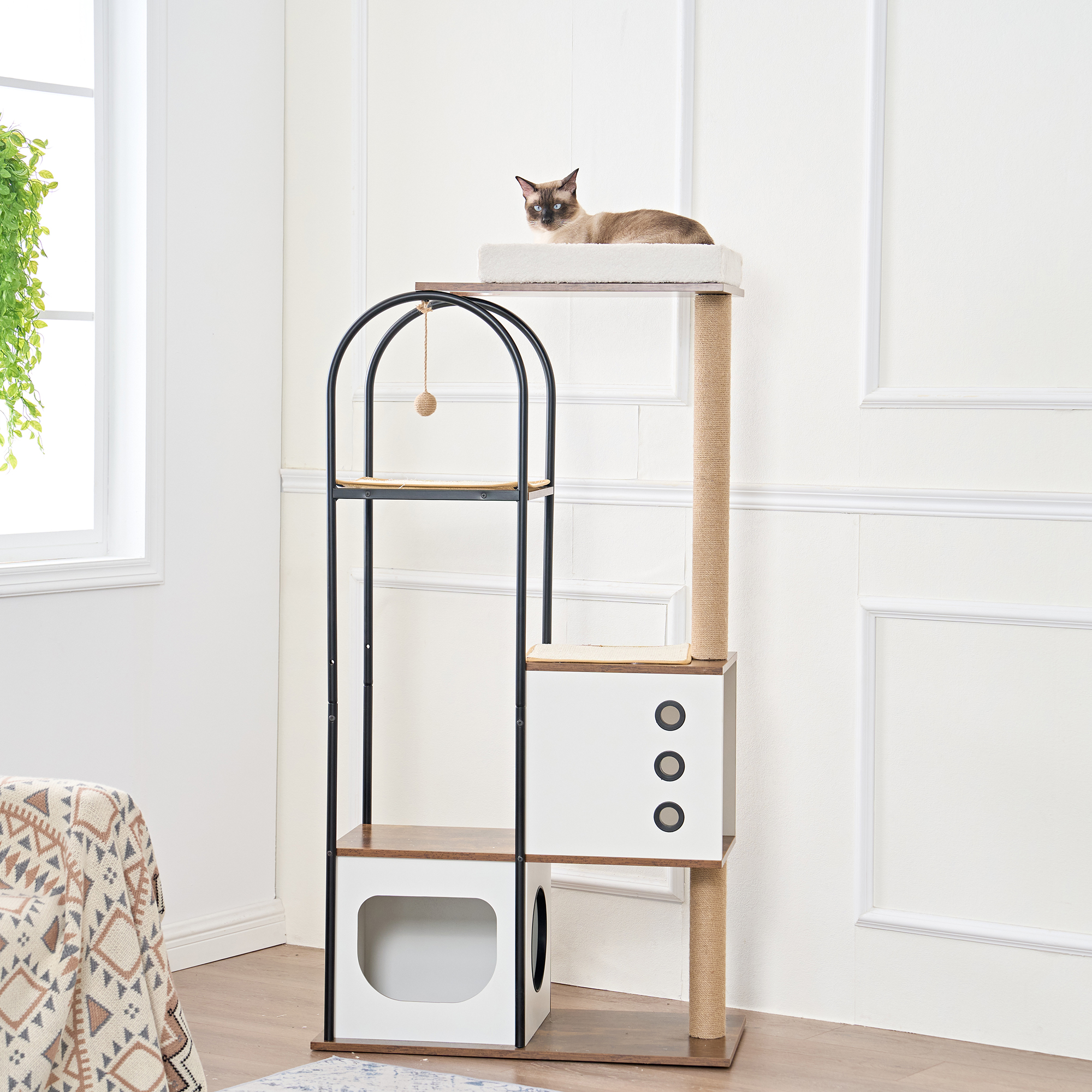 Cat Climbing Frame,Cat Tree,Modern Cat Tower, Multi-Level Cat Condo With 1 Caves,2 Scratching Posts,Perch,for Indoor Cats