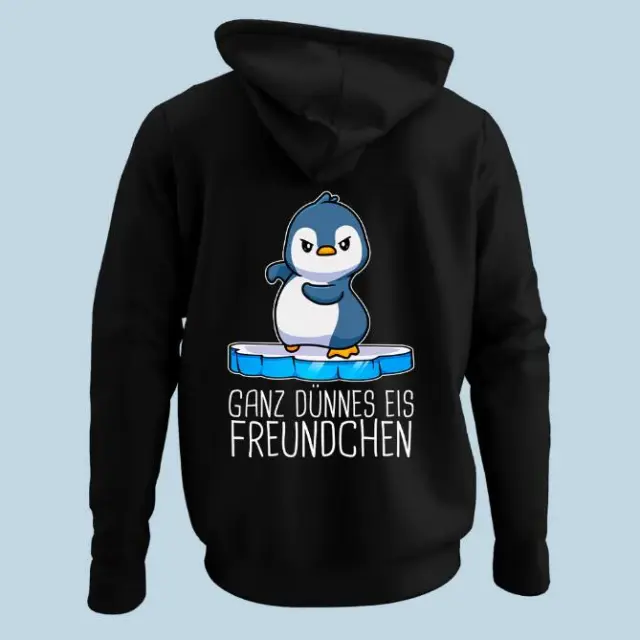 Korean Style Loose Hooded Sweater Women's Cute Penguin Printed Long Sleeve Idle Style Black - Shop at LoveMi