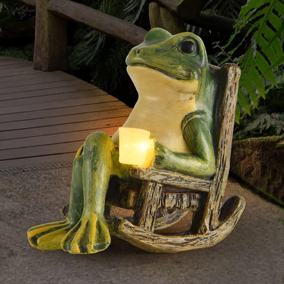 Miniature Frog Garden Statue Solar Outdoor Lights Fairy Decor Housewarming Gift Yard Lawn Patio Ornament
