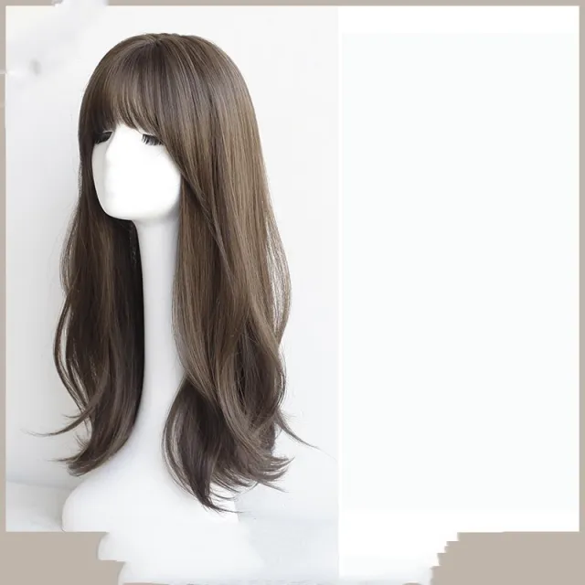 Women's Wig Full Head Cover Mid Length Fashionable New Style Cold Brown - Shop at LoveMi