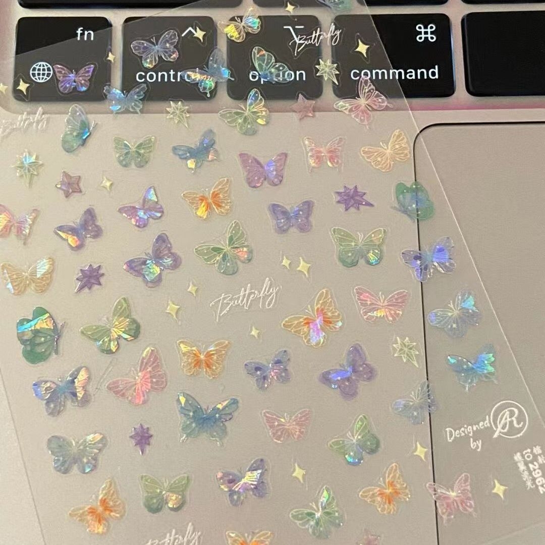 Butterfly Wing Streamer Laser Sticker Advanced Relief Manicure - Image 5