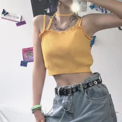 Tube Top Camisole Little Girl Wears Niche French White Lace Top In Summer - Yellow - View 1