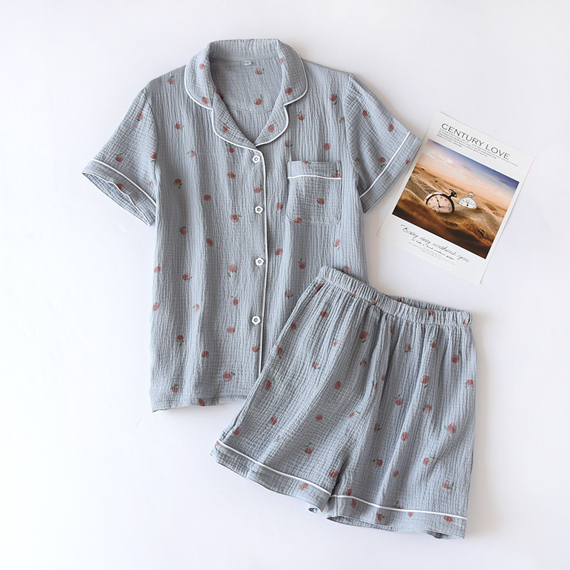 Title 5, Pure Cotton Gauze Pajamas Ladies Short-sleeved ...