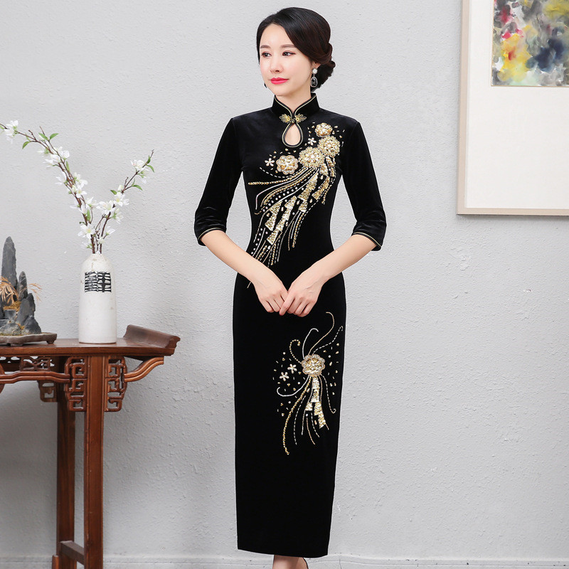 Beaded Long Cheongsam Dress, picture 7 of 7