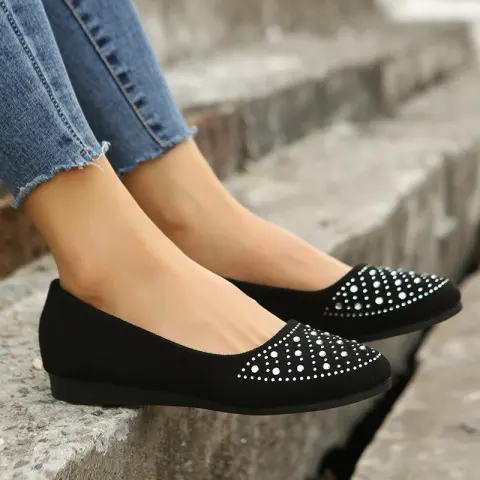 Fshion Flats Shoes with Rhinestones Casual Round Toe Loafers