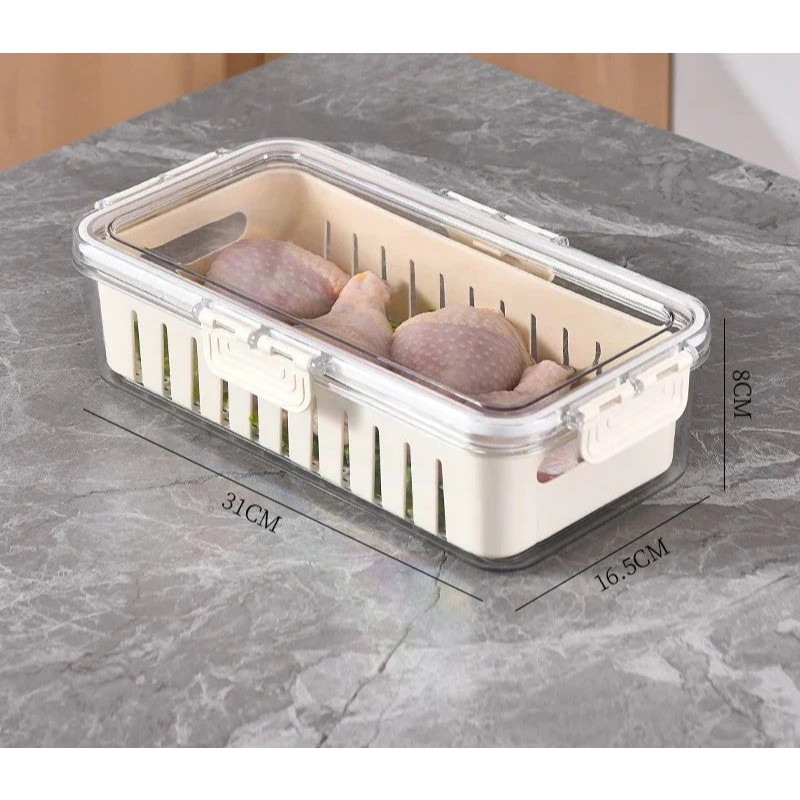 Multifunctional Double-layer Storage Box For Refrigerator With Lid