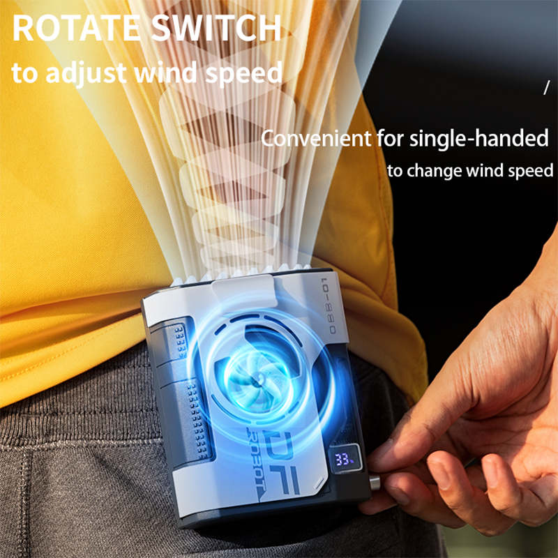Strong Wind Outdoor Waist Hanging Fan 5000mAh Portable Neck Hanging Multifunctional Power Bank Small Fan — foto 5