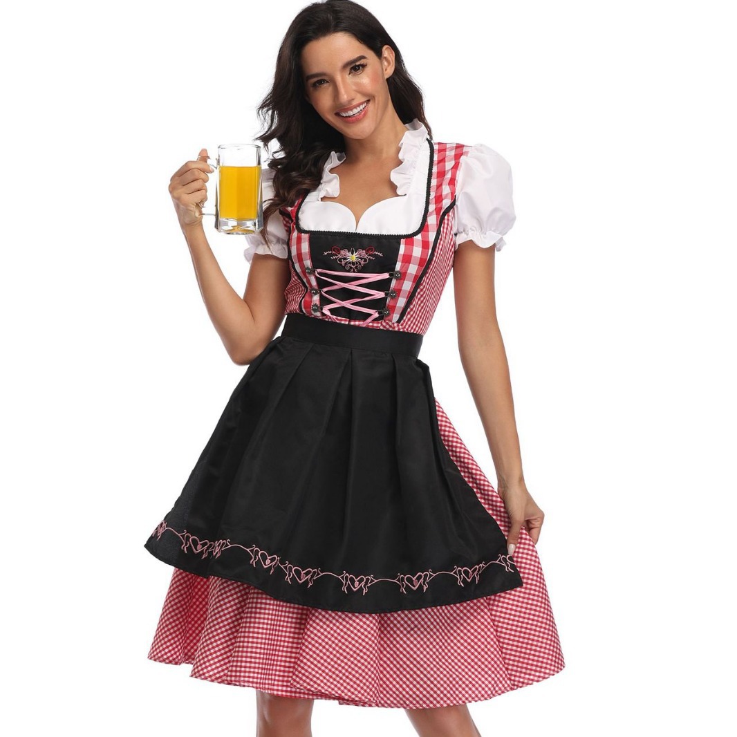 Oktoberfest Ethnic Costume for Festive Celebrations. Product information: Fabric content: polyester (polyester) Applicable gender: female Size Information: Size/CM Bust Waist S 92 72 M 96 78 L 100 84 XL 105 90 XXL 110 96 Note: 1. Asian sizes are 1 to 2 si